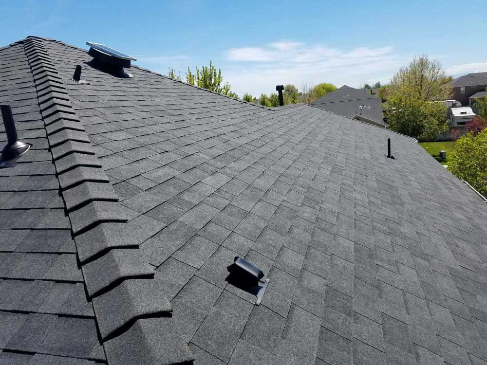 Closeup of roof on boise home completed by rooftops energy solutions