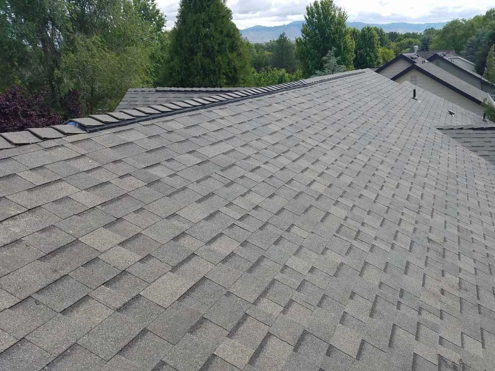 Closeup of roof on boise home completed by rooftops energy solutions